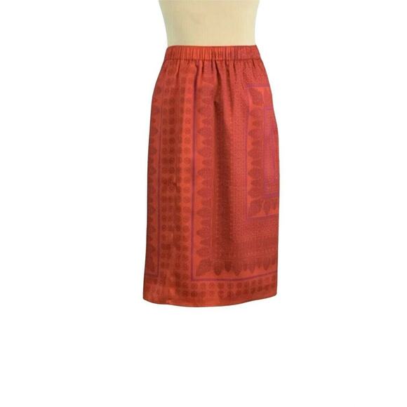 Ann Taylor Red Purple Silk Pull On Skirt 0 - Picture 2 of 11